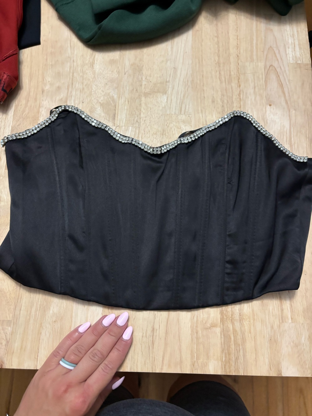Windsor Black Strapless corset with Rhinestone Accent